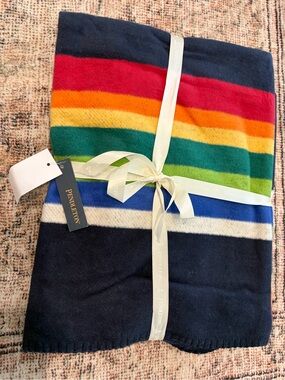 Pendleton Multicolor Rainbow Organic Cotton Baby Blanket. Baby Shower Gift.